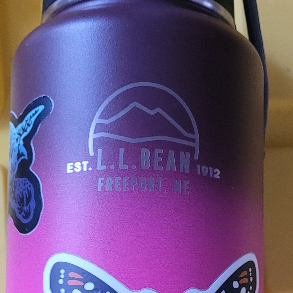 L.L. Bean Insulated Bean Canteen Water Bottle 32 oz. Sunset Fade Print Pink Used - Picture 10 of 10
